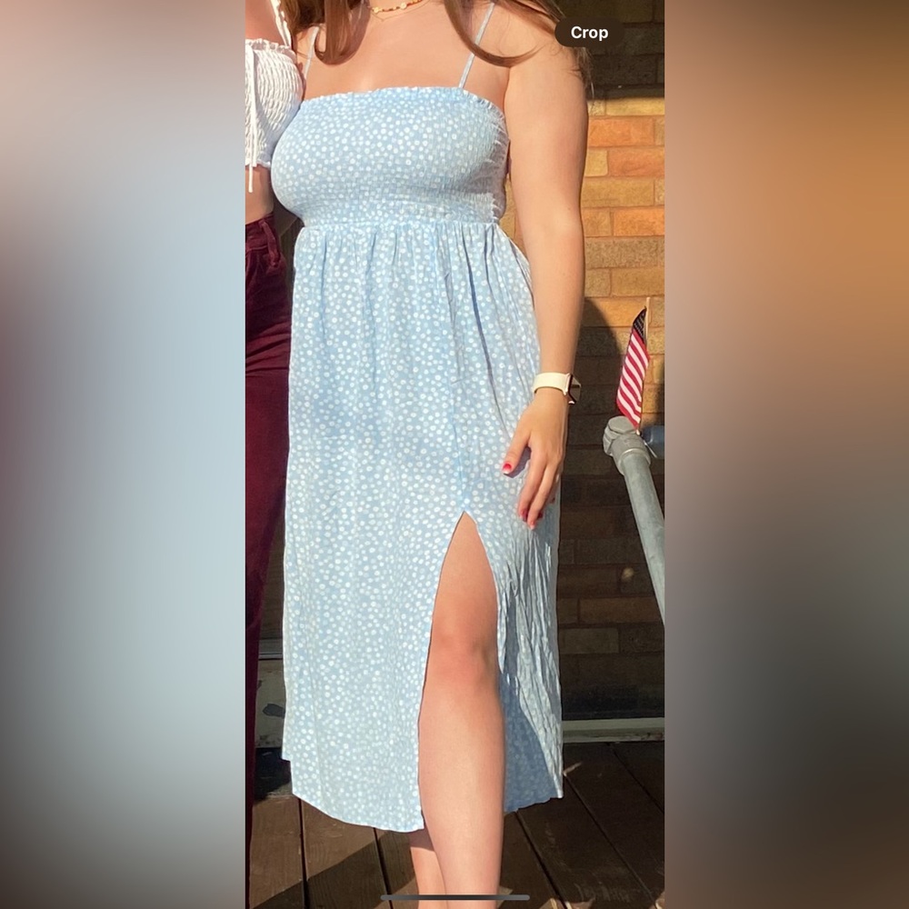 Aeropostale Floral Baby Blue Midi Slit Dress